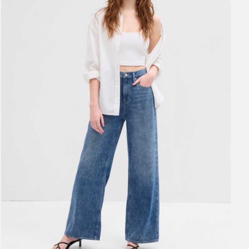 Gap Factory High Rise Wide-Leg Jeans with Washwell